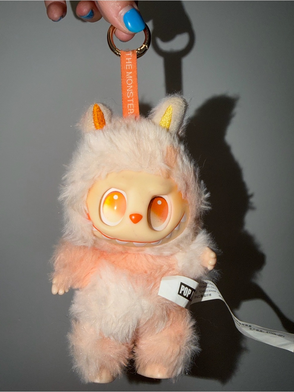 POP MART LABUBU The Monster Plush Cat Keychain - Cream & Peach Faux Fur 💥💥